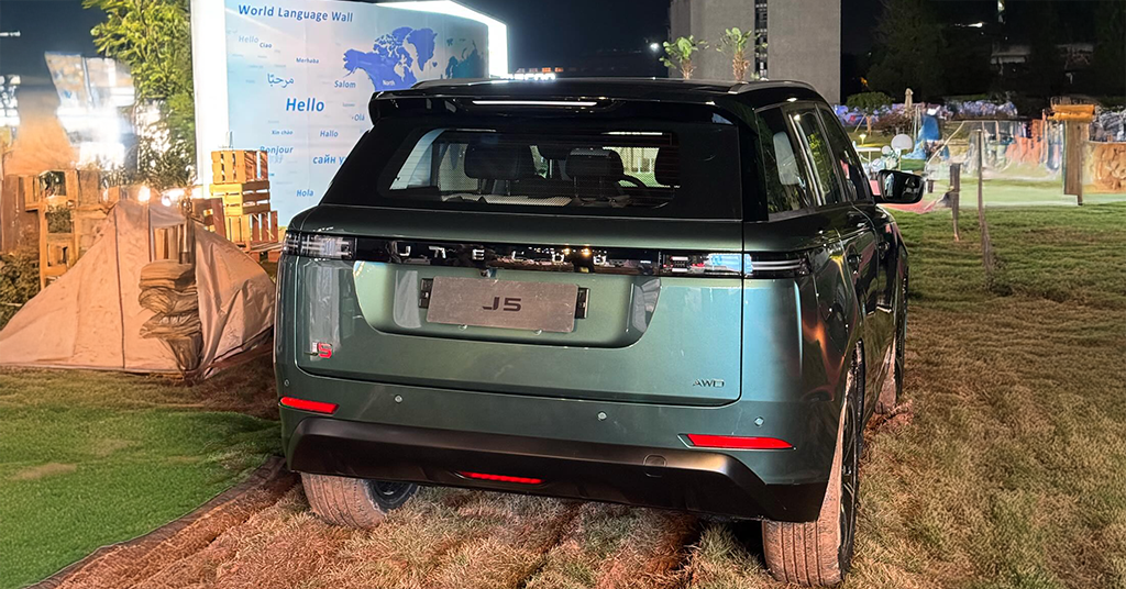 The rear of a Jaecoo J5 unveiled at 2024 Omoda Jaecoo International User Summit